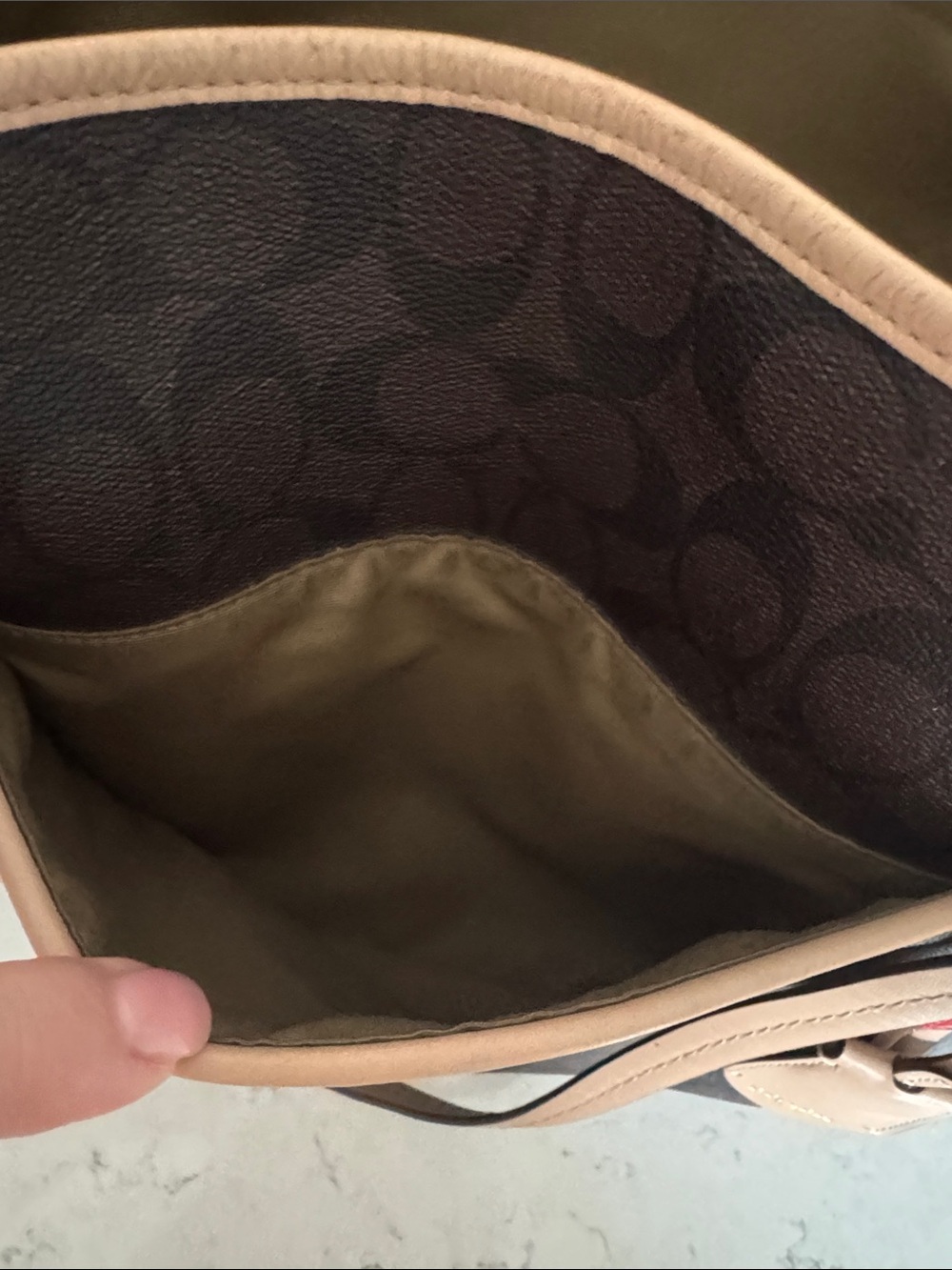 Coach Brown & Beige Signature Tote with Red & Beige Tags - Picture 7 of 9